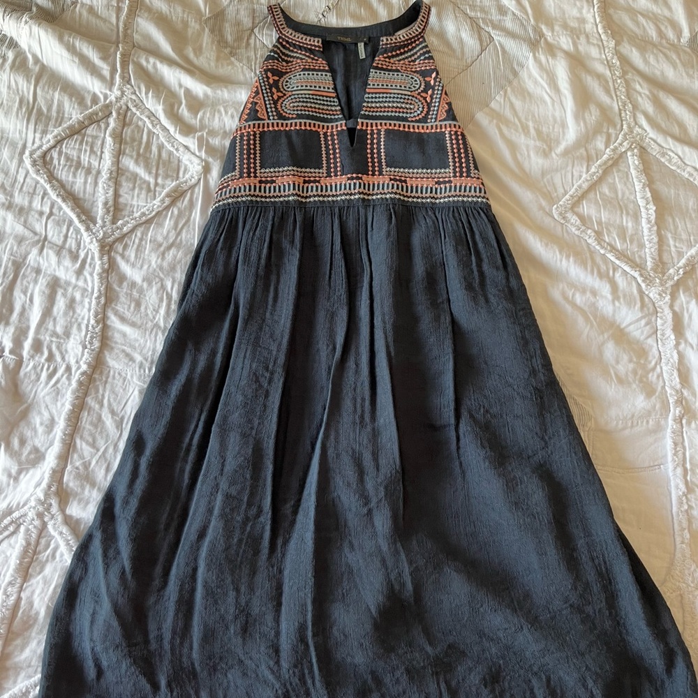THML Black and Orange Embroidered Dress
